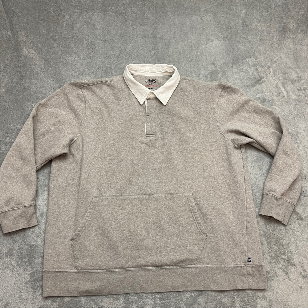 Chaps The Everyday Fleece Gray Crew Neck Pullover Sweatshirt 2XB Big & Tall